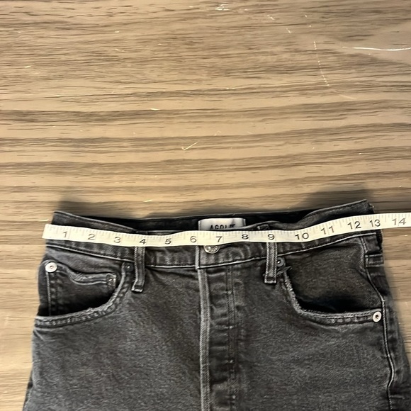 AGOLDE RILEY STRAIGHT LEG CROPPED HIGH RISE RAW HEM BLACK JEANS 26 - Picture 14 of 16